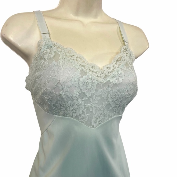 Vintage Light Blue and Lace Slip Dress by Baronet - Picture 2 of 7